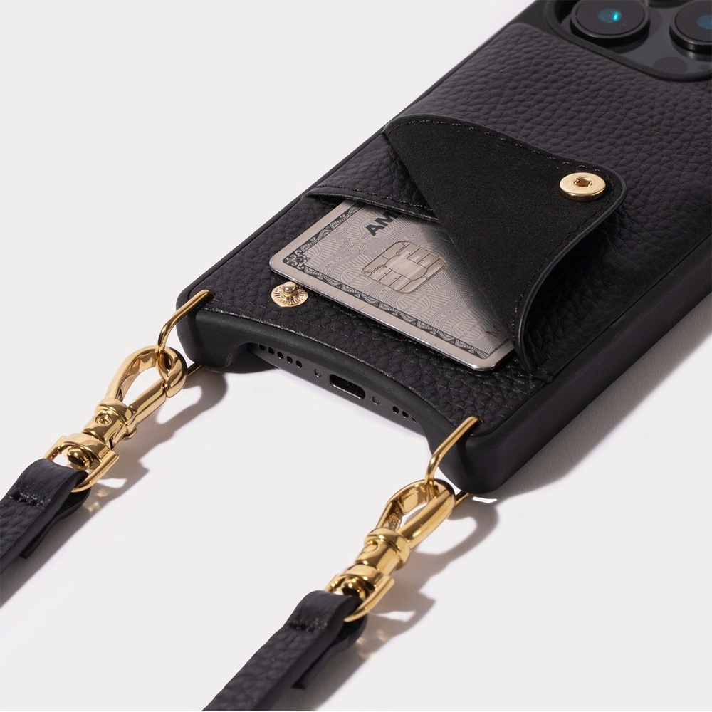 Bandolier - iPhone 12/12Pro Emma Phone Case + Wristlet in Black Leather
